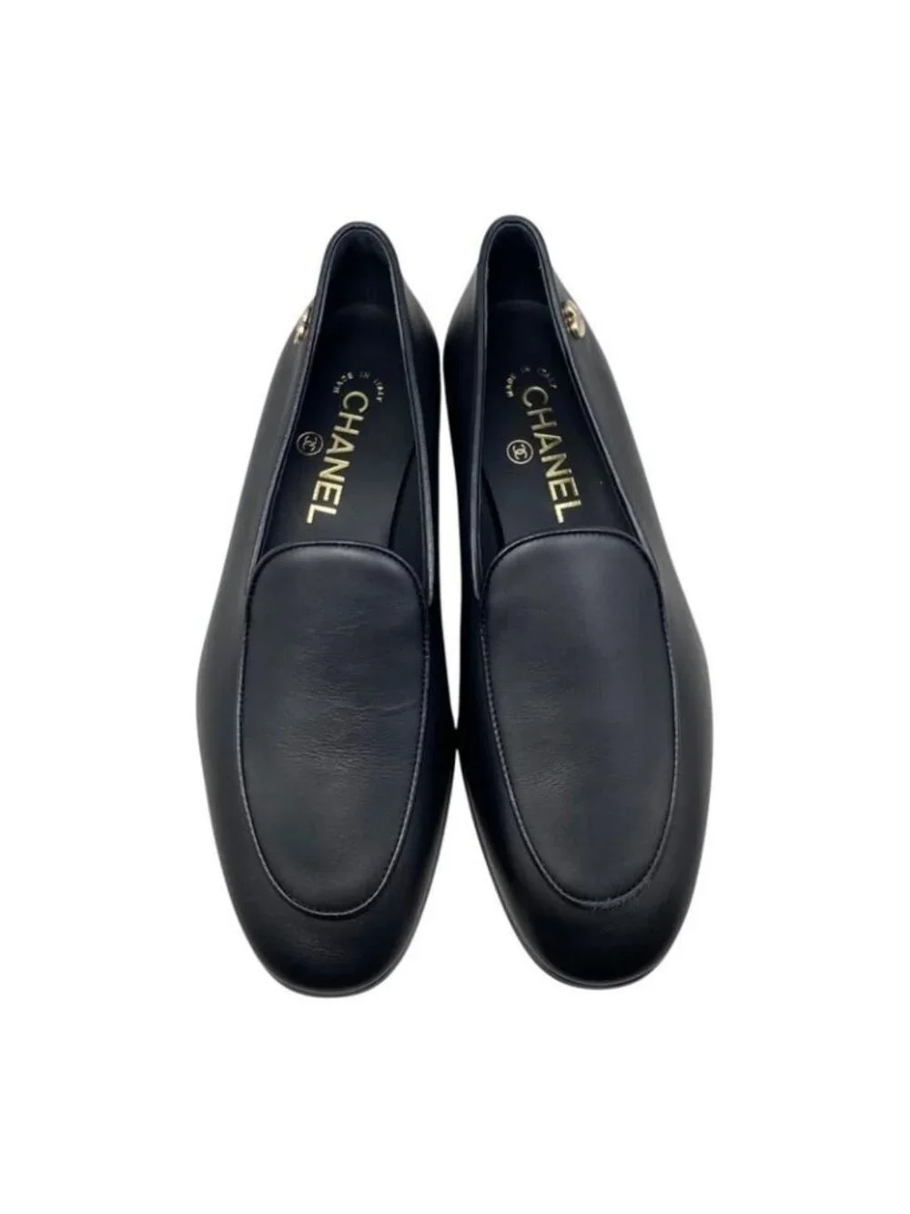 Chanel Loafers Coco Mark Heart Moccasins 94305 Size 37 Calfskin - Picture 5 of 11